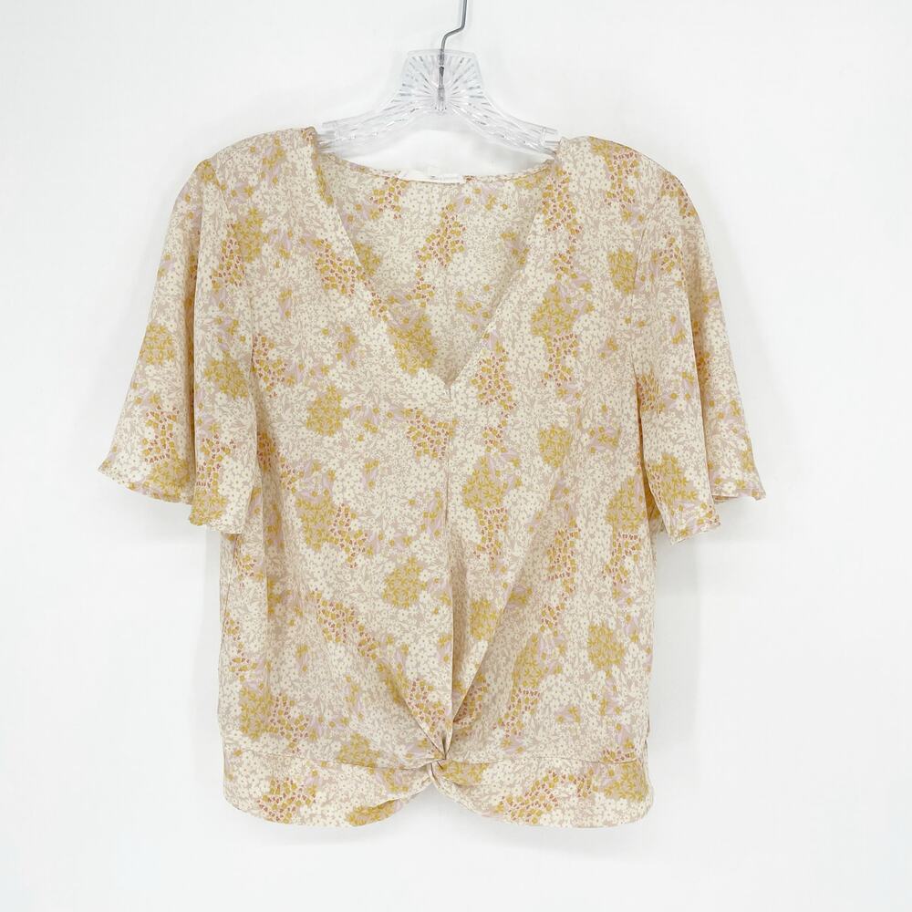 June & Hudson Short Sleeve V-Neck Floral Top Size Small